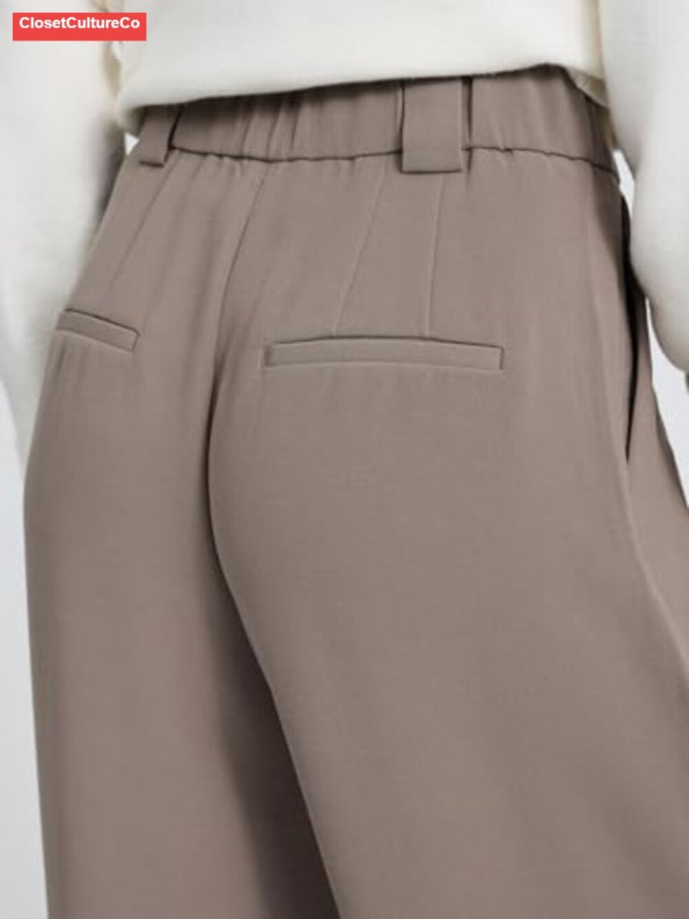 Women's Mid-Rise Relaxed Wide-Leg Trousers Stretch Twill Curvy Fit Workwear - Picture 2 of 5